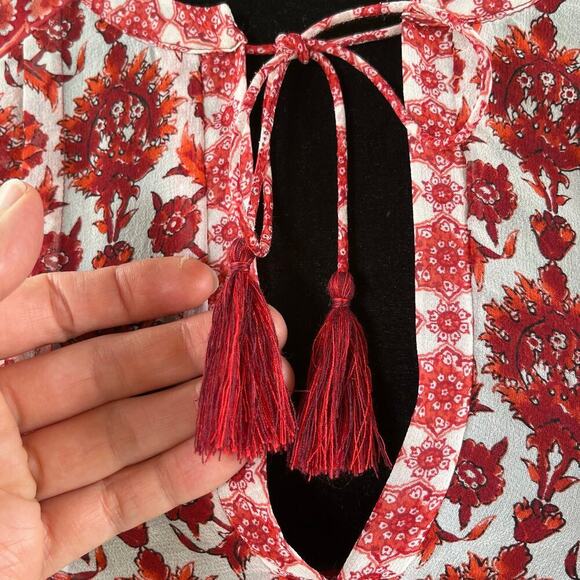 Joie Women's Auberon B Print Silk Top In Coral Rose Size M - Picture 6 of 10